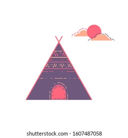 vector ethnic tent icon, camping illustration