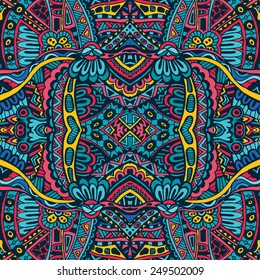 Vector Ethnic Tribal Abstract Seamless Colorful Pattern