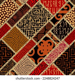 Vector ethnic tribal pattern. Seamless art image.
