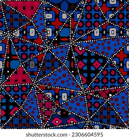 Vector ethnic tribal pattern. Seamless art image. Rhombuses patchwork.