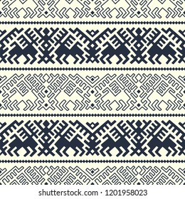 vector ethnic winter geometric ornamented border template. design for woodblock, packaging, print