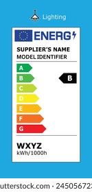 Vector EU energy rating label - Lighting. European Union energy label editable pictogram. EU domestic appliances energetic class.