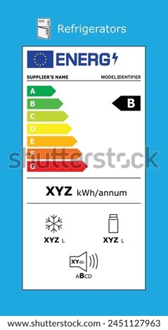 Vector EU energy rating label - refrigerators. European Union energy label editable pictogram. EU domestic appliances energetic class.