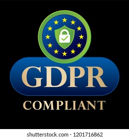 Vector EU GDPR compliance badge icon