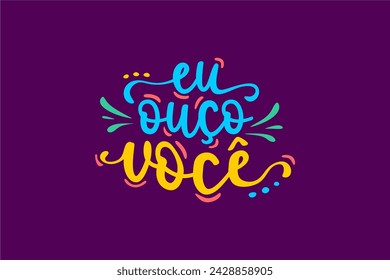 In: Vector EU ouço você. Ich höre dich in brasilianischem Portugiesisch illustrierte Handschrift Vektor
