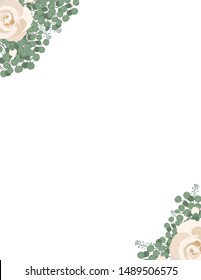 vector Eucalyptus Rose Collection corner border stock