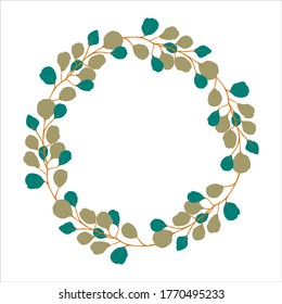 Vector eucalyptus wreath for wedding invitation card and other design. Elegant abstract herbal wreath