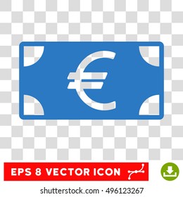 Vector Euro Banknote EPS vector icon. Illustration style is flat iconic smooth blue symbol on a transparent background.