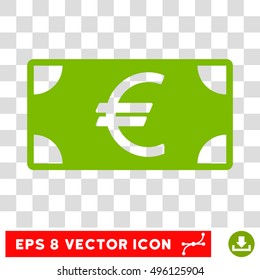 Vector Euro Banknote EPS vector icon. Illustration style is flat iconic eco green symbol on a transparent background.