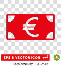 Vector Euro Banknote EPS vector icon. Illustration style is flat iconic intensive red symbol on a transparent background.