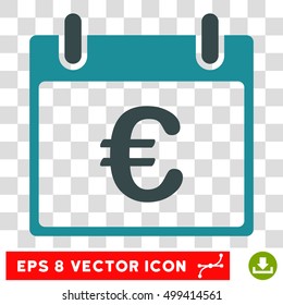 Vector Euro Calendar Day EPS vector icon. Illustration style is flat iconic bicolor soft blue symbol on a transparent background.
