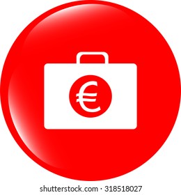vector euro case button, financial icon isolated on white background
