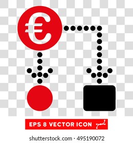 Vector Euro Cashflow EPS vector icon. Illustration style is flat iconic bicolor intensive red and black symbol on a transparent background.