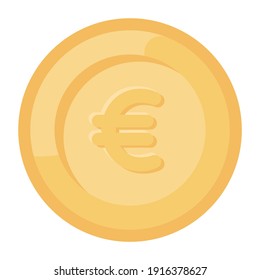 
A vector of euro coin in modern flat style, european currency 
