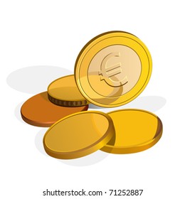 vector Euro coins, one stands on the edge