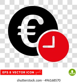 Vector Euro Credit EPS vector icon. Illustration style is flat iconic bicolor black and intensive red symbol on a transparent background.