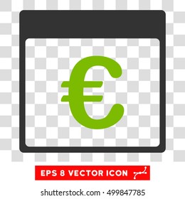 Vector Euro Currency Calendar Page EPS vector icon. Illustration style is flat iconic bicolor eco green and gray symbol on a transparent background.