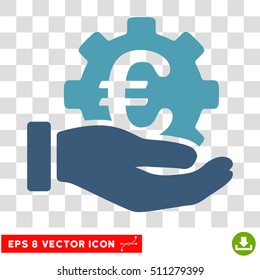 Vector Euro Development Service Hand EPS vector pictograph. Illustration style is flat iconic bicolor cyan and blue symbol on a transparent background.