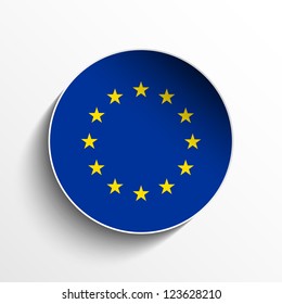 Vector - Europe Flag Paper Circle Shadow Button
