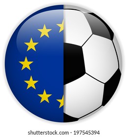 Vector - Europe Flag with Soccer Ball Background