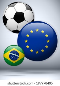 Vector - Europe Flag with Soccer Ball Background