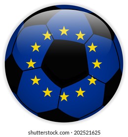 Vector - Europe Flag with Soccer Ball Background