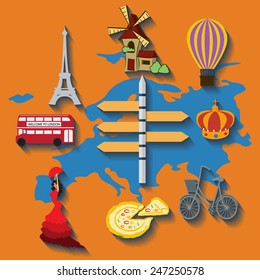 Vector europe flat travel