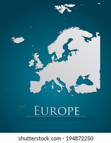 vector Europe Map card paper on blue background, high detailed