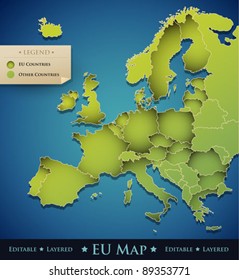 Vector Europe map with European Union (EU) countries - great decoration design element for a professional website, brochure, banner, creative art work, etc.