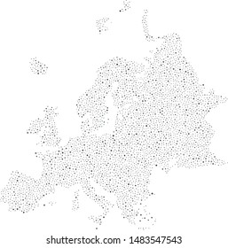 Vector Europe map filled with a texture of randomly arranged gray circles