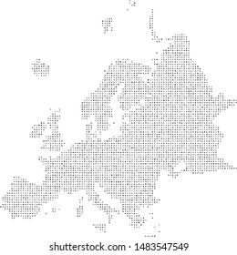 Vector Europe map filled with a texture of orthogonally arranged gray circles