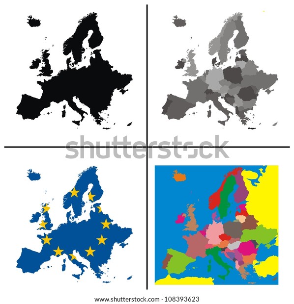 ベクター画像 ヨーロッパ地図コレクション のベクター画像素材