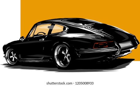 vector European classic sports car silhouettes, outlines, contours. Your Logo