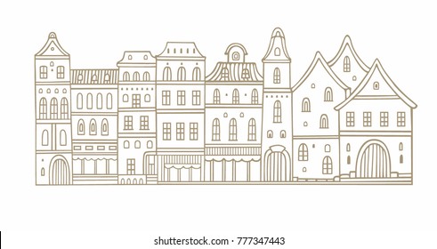 Vector european houses on white background