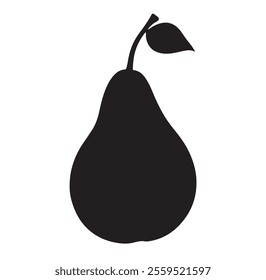 Vector European Pear Silhouette Illustration On White Background.