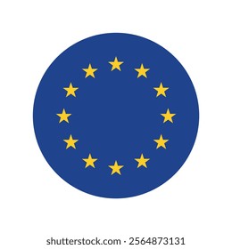 vector European Union Flag icon. Round flag of European Union on White Background.