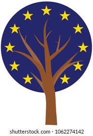 Vector European union tree on white background
