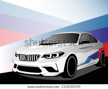 Vector European White Sport Car
