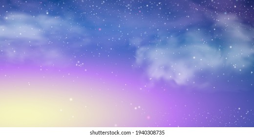 Vector evening sky clouds. Sunset. Background design.