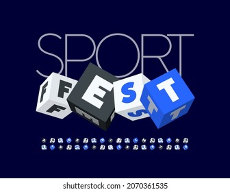 Vector event banner Sport Fest with trendy Font. Creative Cubic Alphabet Letters and Numbers set