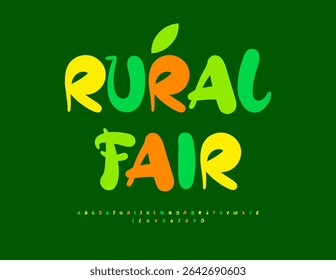 Feira Rural do Evento Vetorial. Fonte Brilhante E Divertida. Conjunto de letras e números do alfabeto decorativo da moda.