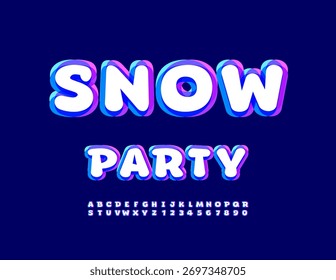 Vector Evento flyer Fiesta de nieve con fuente creativa fresca. Conjunto de letras y números de alfabeto de estilo moderno