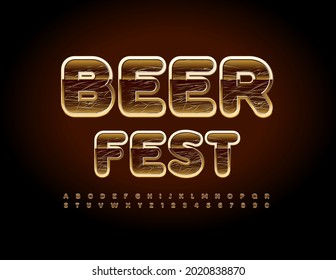 Vector event poster Beer Fest. Modern chic Font. Scratched Gold Alphabet Letters and Numbers set
