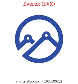 Vector Everex (EVX) digital cryptocurrency logo. Everex (EVX) icon. Vector illustration isolated on white background.