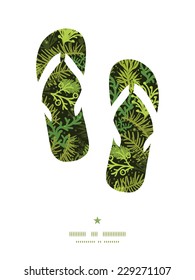 Vector evergreen christmas tree flip flops silhouettes pattern frame