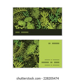 Vector evergreen christmas tree horizontal stripe frame pattern business cards set