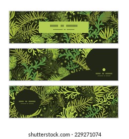 Vector evergreen christmas tree horizontal banners set pattern background