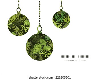 Vector evergreen christmas tree Christmas ornaments silhouettes pattern frame card template