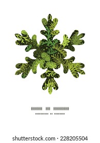Vector evergreen christmas tree Christmas snowflake silhouette pattern frame card template