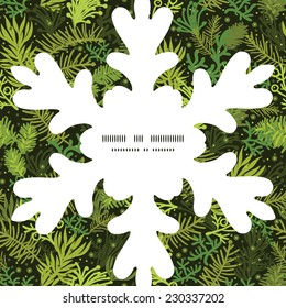 Vector evergreen christmas tree Christmas snowflake silhouette pattern frame card template